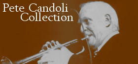 The majority of the Pete Candoli Papers consists of original music manuscripts, arrangements, muscial scores, and published sheet music either created or used by Pete Candoli throughout his career. Other items in the collection include correspondence, clothing, photographs and biographical information. Gift of Sheryl Deauville Candoli.